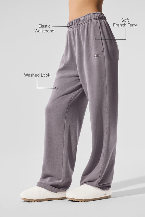 alo Women's Washed Accolade Straight Leg Sweatpant - Cool Grey Wash