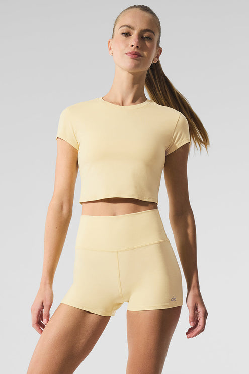 alo Women's Alosoft Crop Finesse Short Sleeve - Warm Butter
