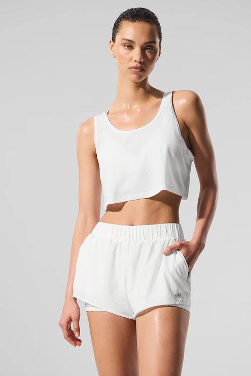 alo Women's Cropped Sport Star Tank White