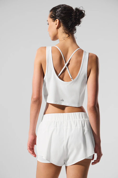 alo Women's Cropped Sport Star Tank White