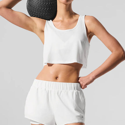 alo Women's Cropped Sport Star Tank White