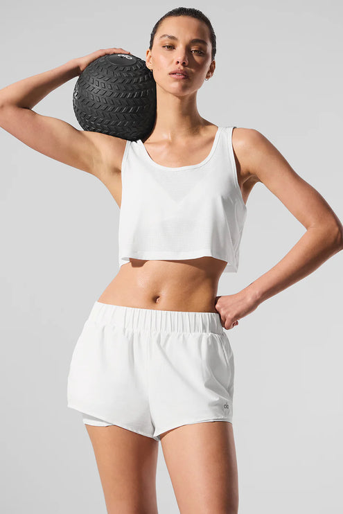 alo Women's Cropped Sport Star Tank White