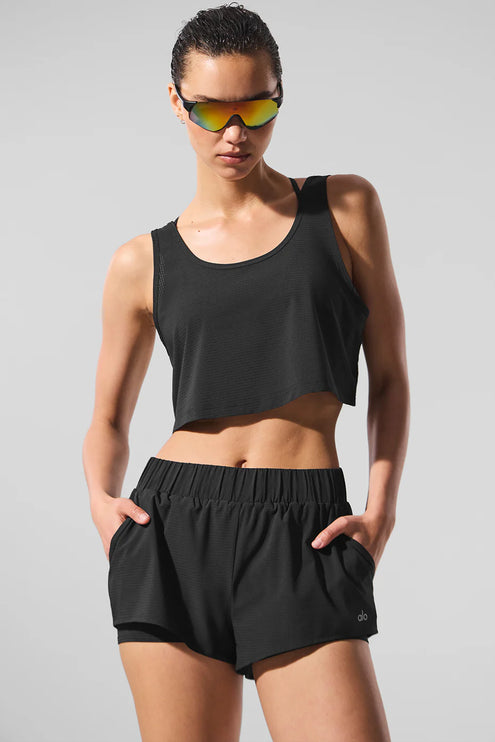 alo Women's Cropped Sport Star Tank Black