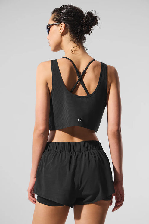 alo Women's Cropped Sport Star Tank Black
