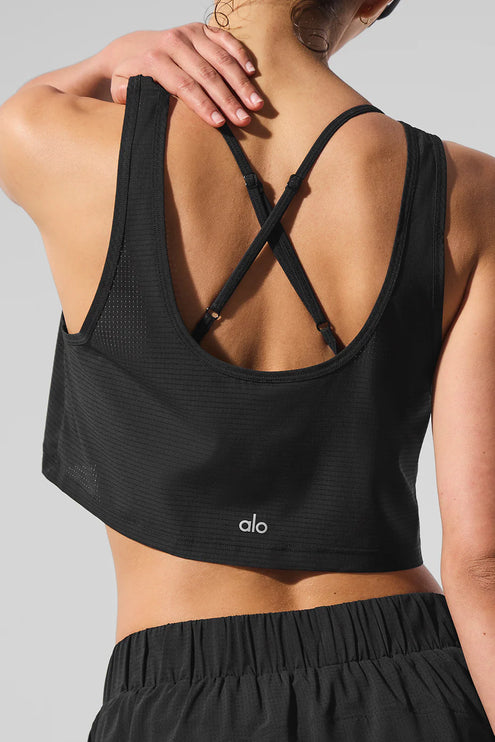 alo Women's Cropped Sport Star Tank Black
