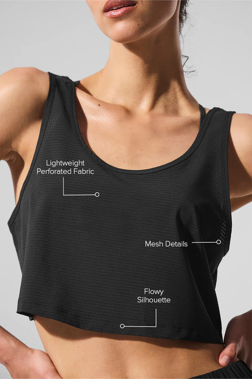 alo Women's Cropped Sport Star Tank Black