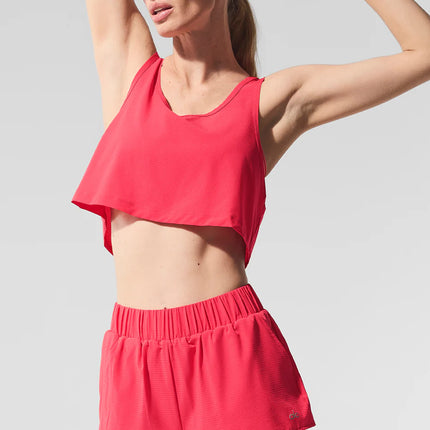 alo Women's Cropped Sport Star Tank Candy Red