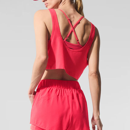 alo Women's Cropped Sport Star Tank Candy Red