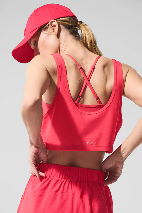 alo Women's Cropped Sport Star Tank Candy Red