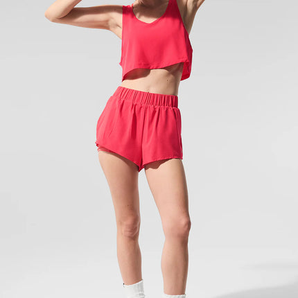 alo Women's Cropped Sport Star Tank Candy Red