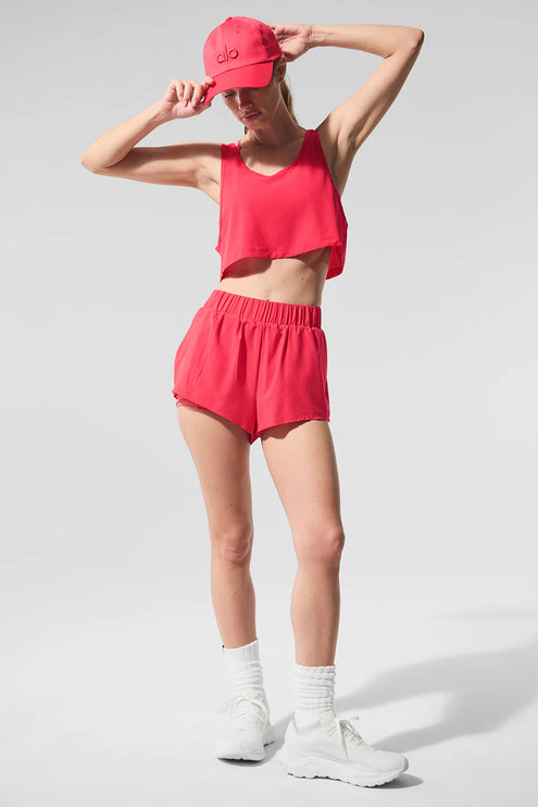 alo Women's Cropped Sport Star Tank Candy Red