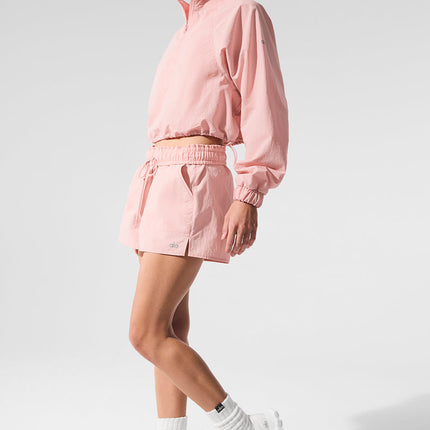 alo Women's Cropped 1/4 Zip Alumni Pullover - Pink Quartz