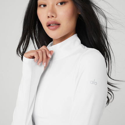 alo Women's Alosoft 1/2 Zip Rapid Pullover - White