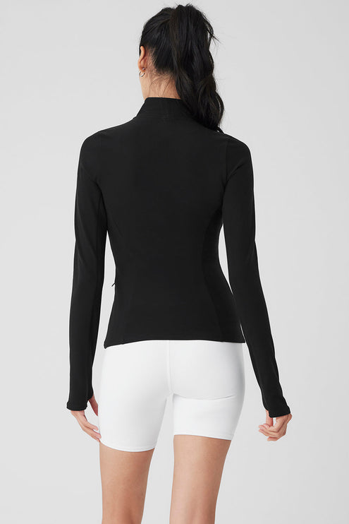 alo Women's Alosoft 1/2 Zip Rapid Pullover - Black