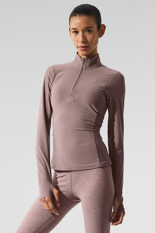 alo Women's Alosoft 1/2 Zip Rapid Pullover - Mushroom