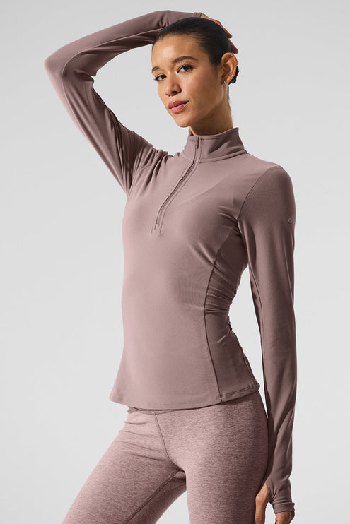 alo Women's Alosoft 1/2 Zip Rapid Pullover - Mushroom