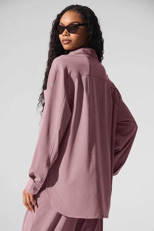 alo Women's Dreamscape Button Down Long Sleeve - Smoky Quartz