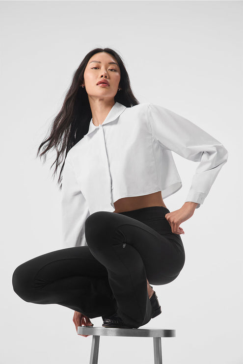 alo Women's Cropped Take Me Out Button Up - White