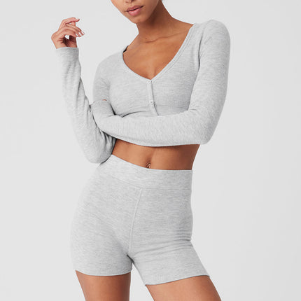 alo Women's Alolux Cropped Me Time Cardigan - Athletic Heather Grey