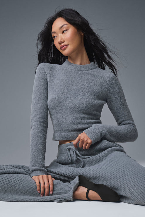 alo Women's Snuggle Up Sweater Long Sleeve - Steel Grey