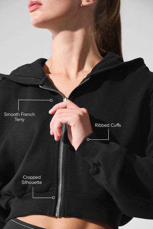 alo Women's Sweet Escape Zip Up Hoodie - Black