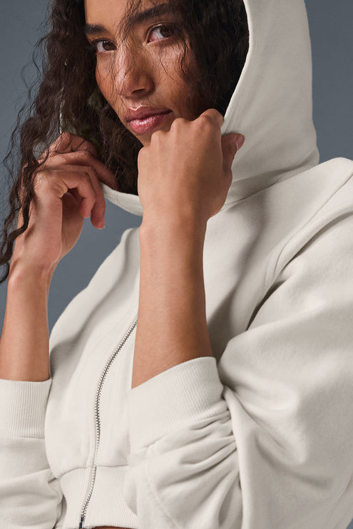 alo Women's Sweet Escape Zip Up Hoodie - Ivory