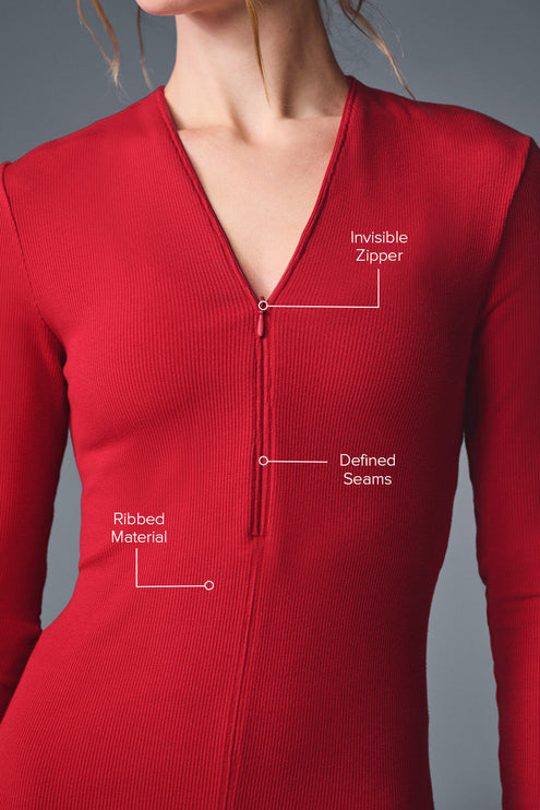 alo Women's Ribbed Mesmerize Long Sleeve - Bold Red