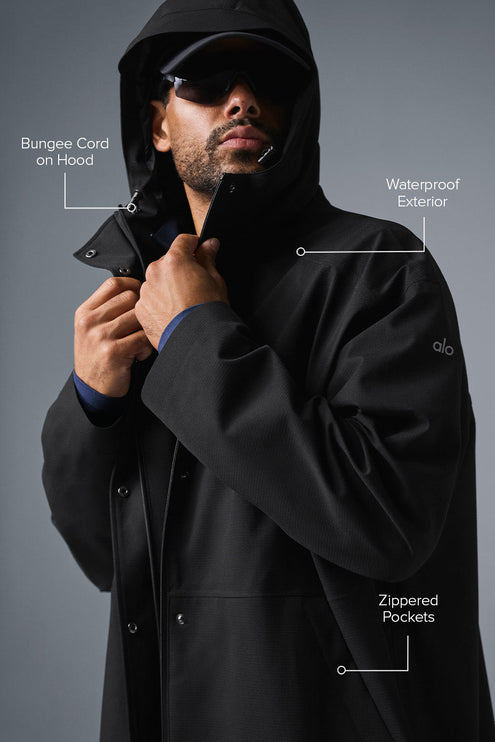 alo Men's Rain Or Shine Long Coat - Black