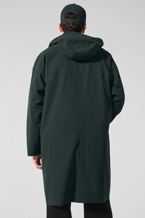 alo Men's Rain Or Shine Long Coat - Charcoal Green