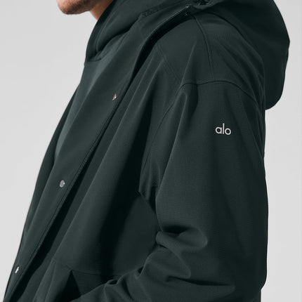 alo Men's Rain Or Shine Long Coat - Charcoal Green