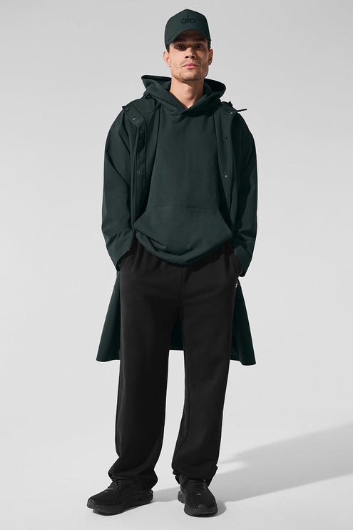 alo Men's Rain Or Shine Long Coat - Charcoal Green