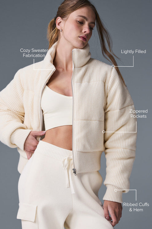 alo Women's Darling Sweater Puffer - Ivory