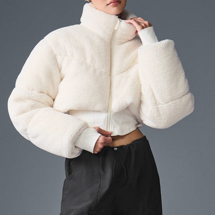 alo Women's Sherpa Main Act Corset Puffer - Ivory
