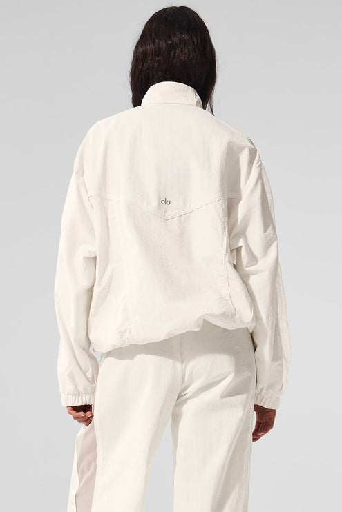 alo Women's Origin Full-Zip Track Jacket - Ivory