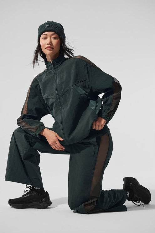 alo Women's Origin Full-Zip Track Jacket - Charcoal Green