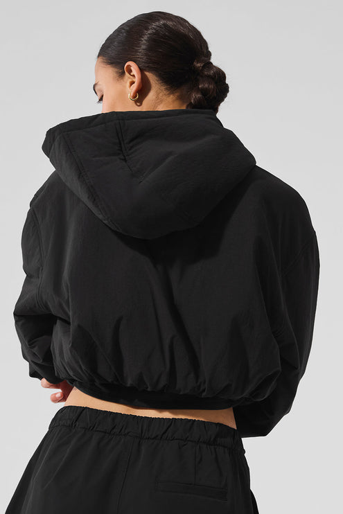 alo Women's Cropped Mountain Peak Full-Zip Hoodie - Black