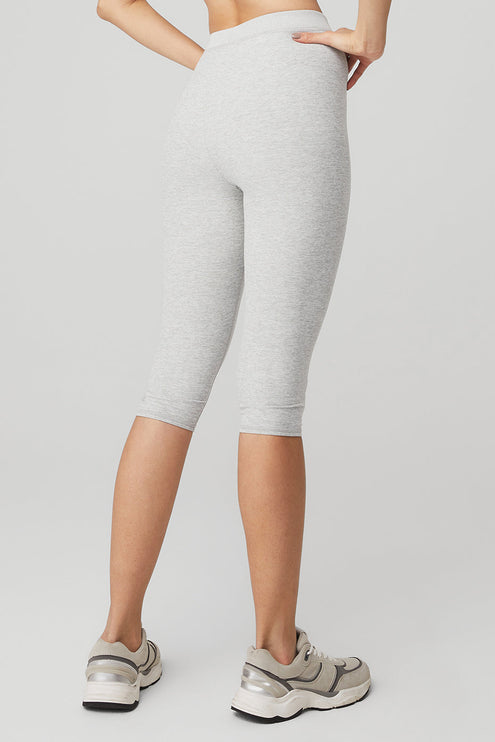 alo Women's Alosoft High-Waist Iconic 90's Capri - Athletic Heather Grey