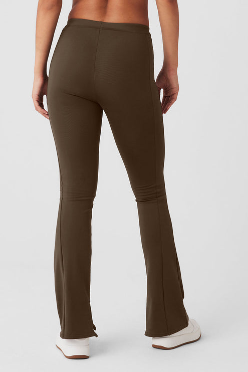alo Women's High-Waist 7/8 Zip It Flare Legging - Espresso