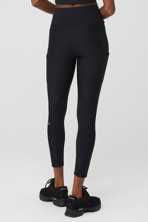 alo Women's Ribbed Airlift High-Waist 7/8 Enchanted Legging - Black