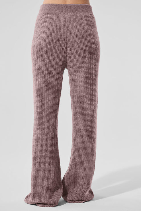 alo Women's Cashmere High-Waist Plush Waffle Pant - Mushroom Heather