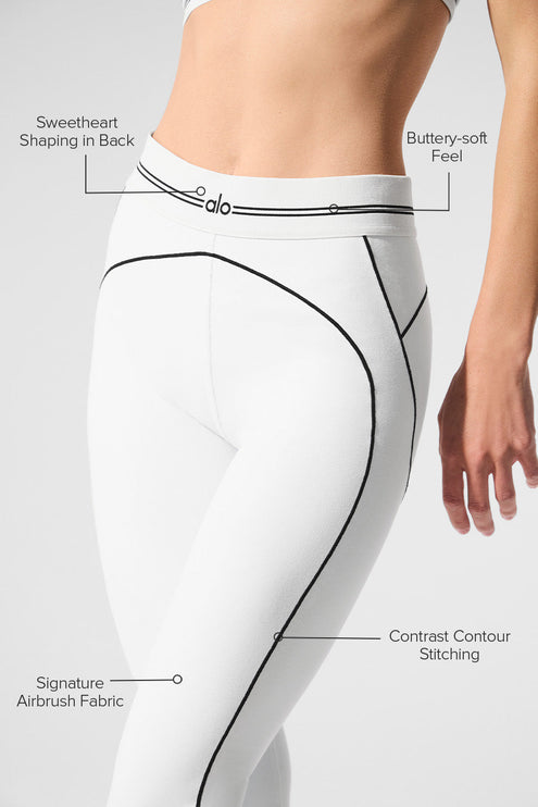 alo Women's Airbrush High-Waist Heart Throb Legging - White/Black