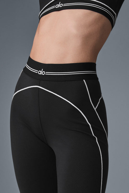 alo Women's Airbrush High-Waist Heart Throb Legging - Black/White