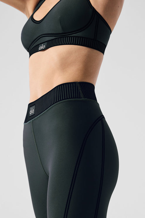 alo Women's Airlift High-Waist 7/8 Line Up Legging - Charcoal Green