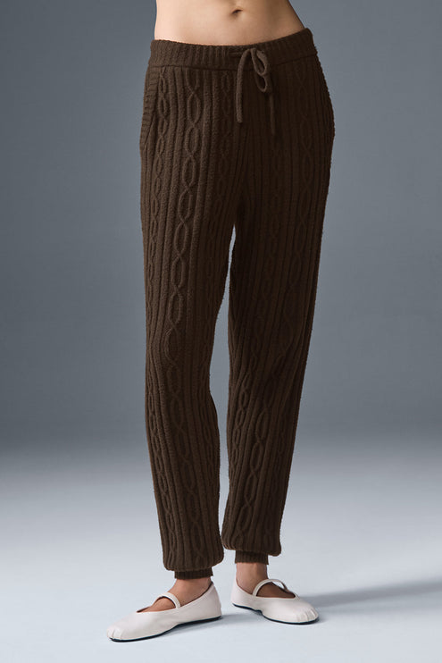 alo Women's Cable Knit Winter Bliss Pant - Espresso