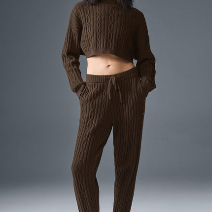 alo Women's Cable Knit Winter Bliss Pant - Espresso