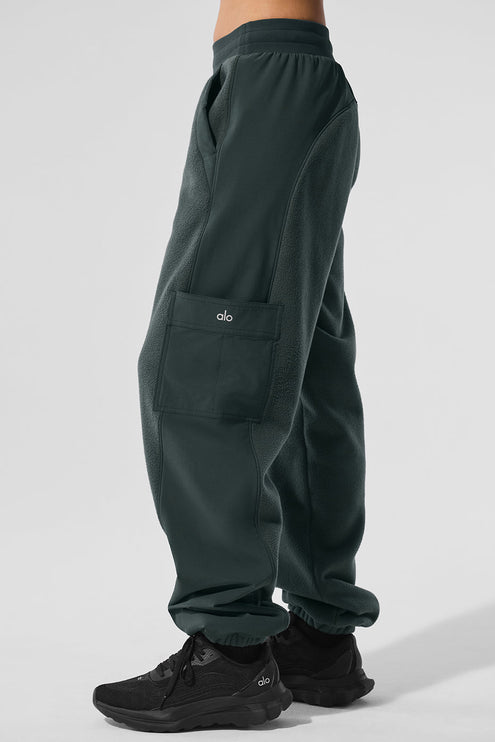 alo Women's Polar Fleece Wintry Mix Pant - Charcoal Green