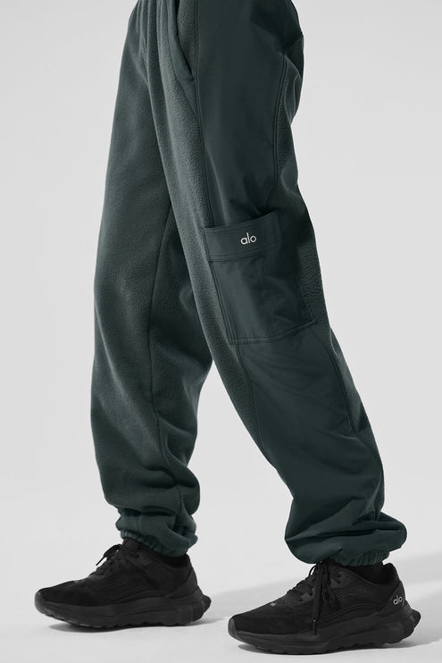 alo Women's Polar Fleece Wintry Mix Pant - Charcoal Green