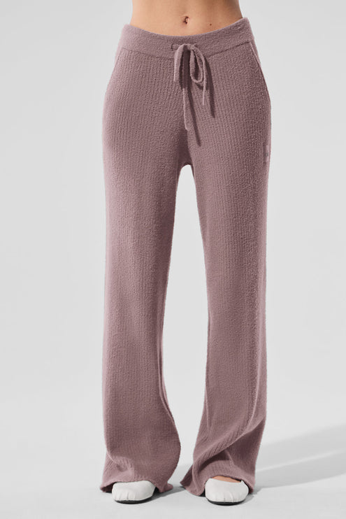 alo Women's Snuggle Up Sweater High-Waist Wide Leg Pant - Mushroom