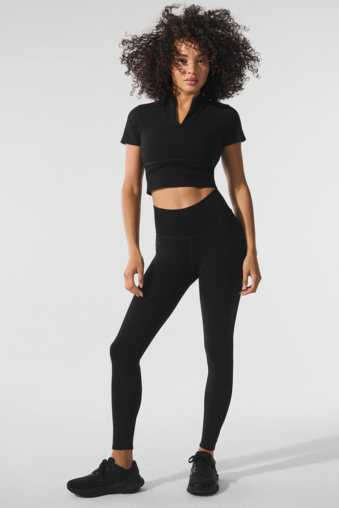 alo Women's Seamless Winter Warm Plush High-Waist 7/8 Legging - Black