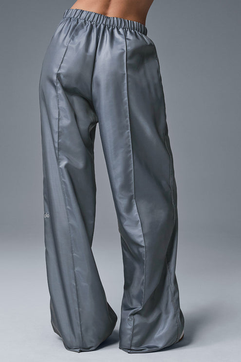 alo Women's Afterglow Wide Leg Track Pant - Steel Grey